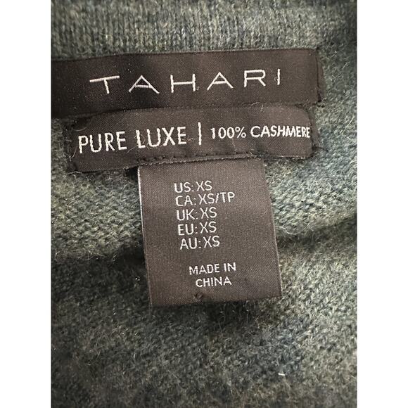 Tahari Pure Luxe 100% Cashmere Sweater Green Heather Crewneck Women’s XS - Picture 8 of 12